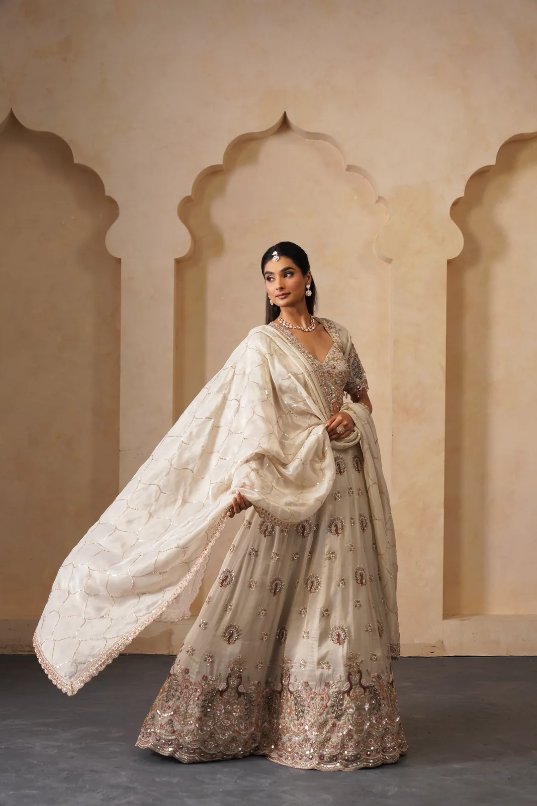 Bridal lehenga choli on model