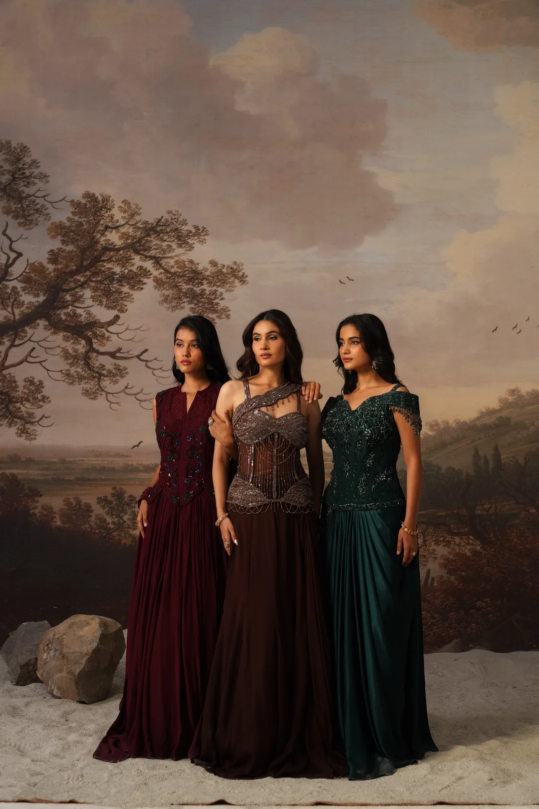 Bridal sarees on models