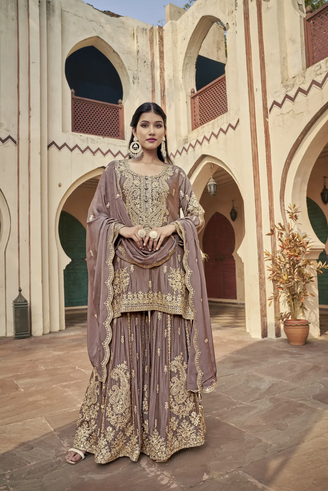Printed Sharara & Skirt Ensemble